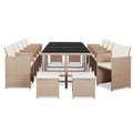 vidaXL 15-tlg. Garten-Essgruppe mit Auflagen Poly Rattan Braun