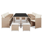 vidaXL 15-tlg. Garten-Essgruppe mit Auflagen Poly Rattan Braun