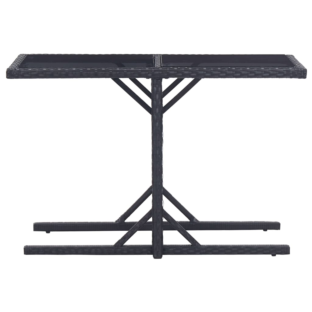 vidaXL Gartentisch Schwarz 110×53×72 cm Glas und Poly Rattan