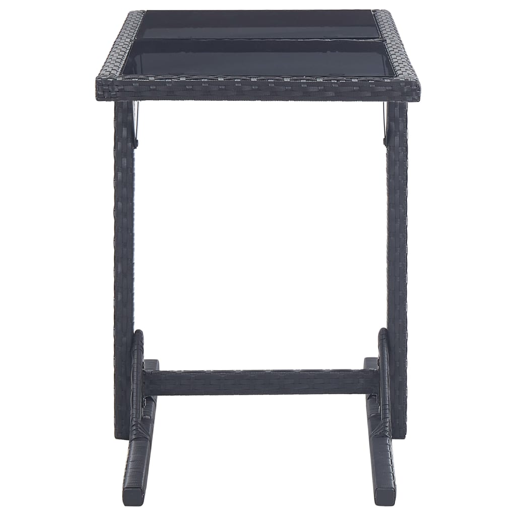 vidaXL Gartentisch Schwarz 110×53×72 cm Glas und Poly Rattan