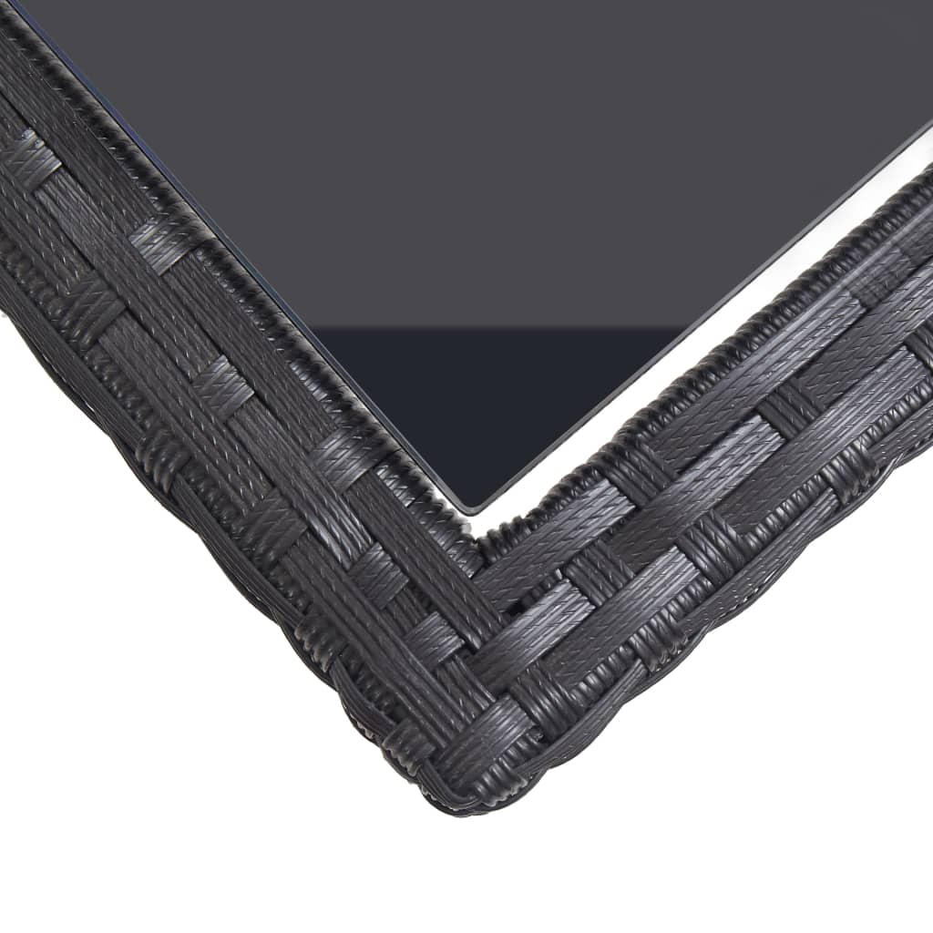 vidaXL Gartentisch Schwarz 110×53×72 cm Glas und Poly Rattan