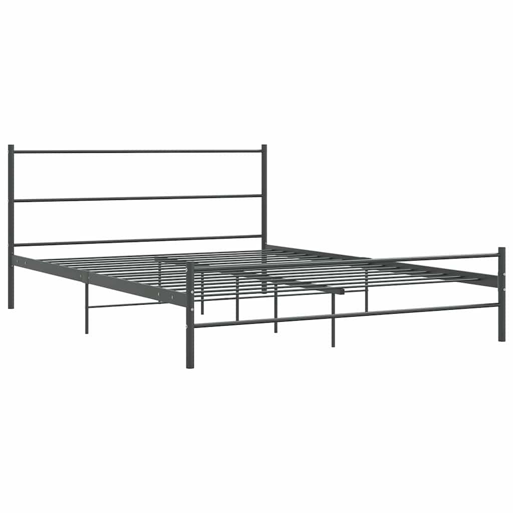 vidaXL Bettgestell ohne Matratze Grau Metall