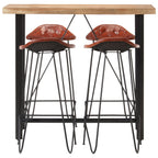 vidaXL 5-tlg. Bar-Set Massivholz und Echtleder