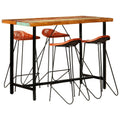 vidaXL 5-tlg. Bar-Set Recyceltes Massivholz und Echtleder