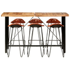 vidaXL 7-tlg. Bar-Set Massivholz und Echtleder