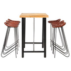 vidaXL 7-tlg. Bar-Set Massivholz und Echtleder