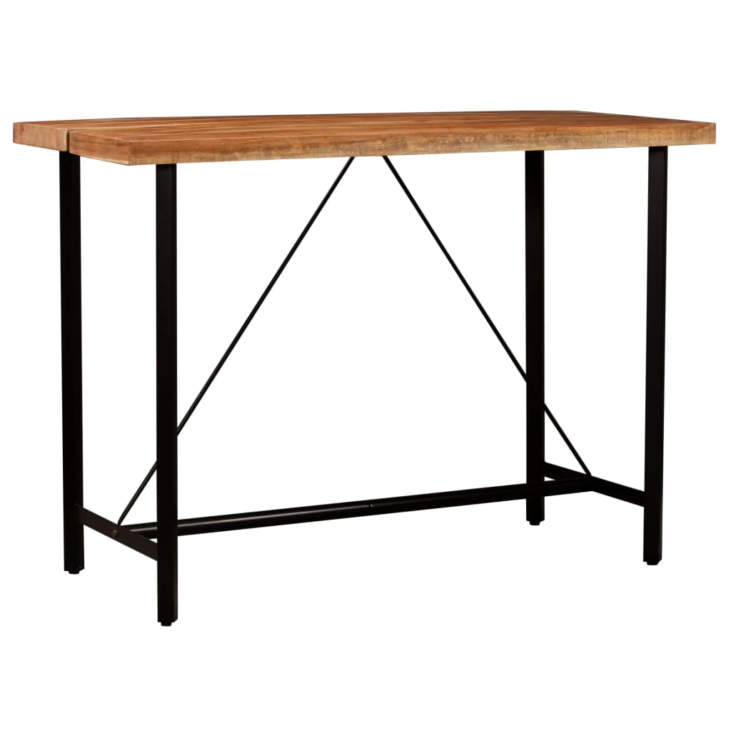 vidaXL 7-tlg. Bar-Set Massivholz und Echtleder