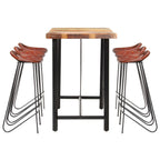 vidaXL 7-tlg. Bar-Set Altholz Massiv und Echtleder