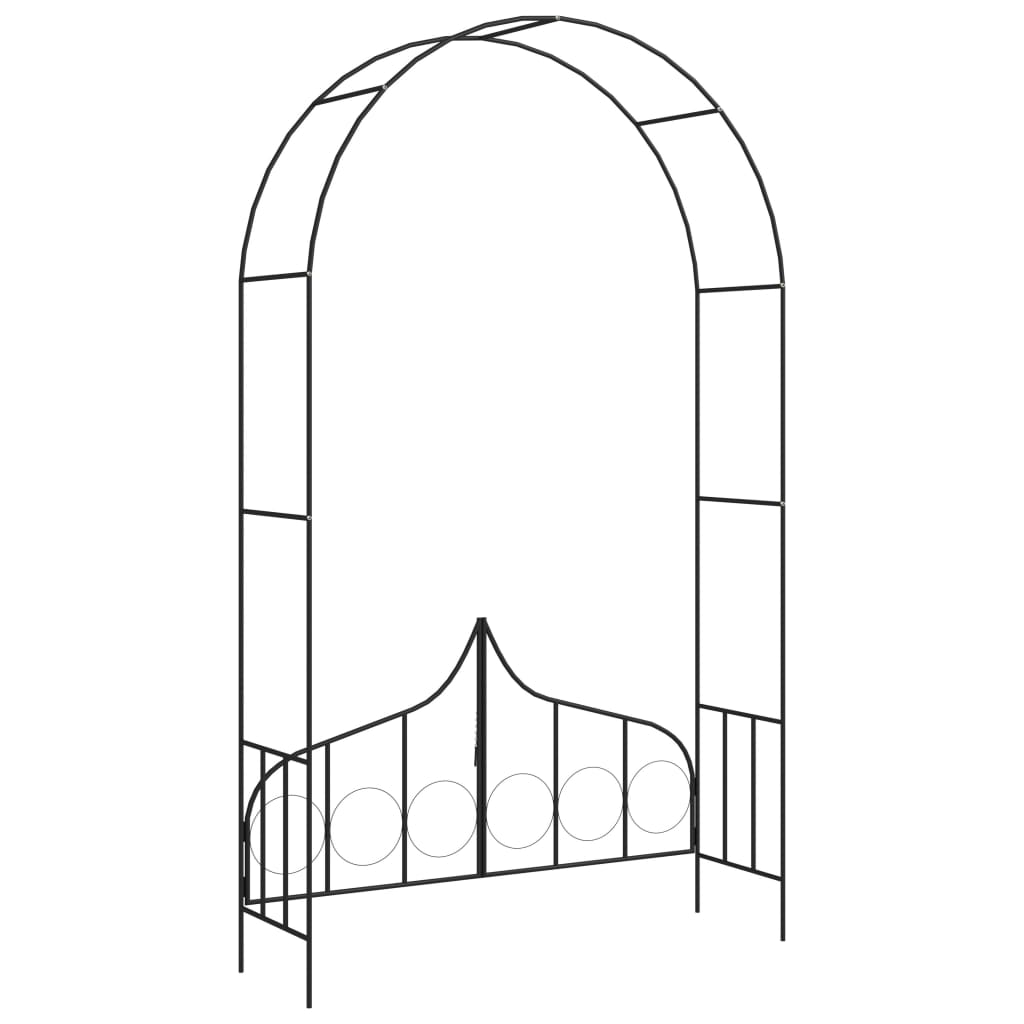 vidaXL Rosenbogen mit Tor Schwarz 138 x 40 x 238 cm Eisen