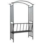 vidaXL Rosenbogen mit Bank Schwarz 128x50x207 cm Eisen