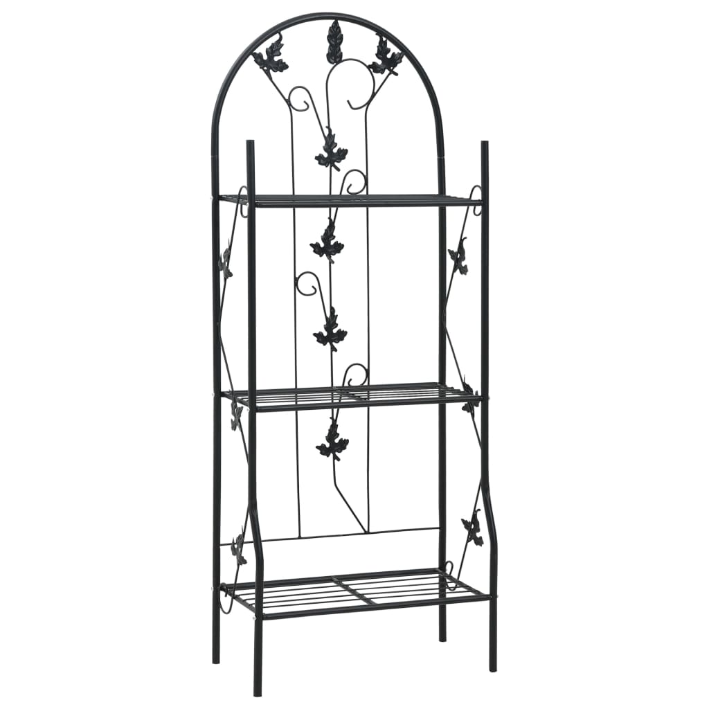 vidaXL 3-stufiges Pflanzenregal Schwarz 52 x 28 x 128 cm Eisen