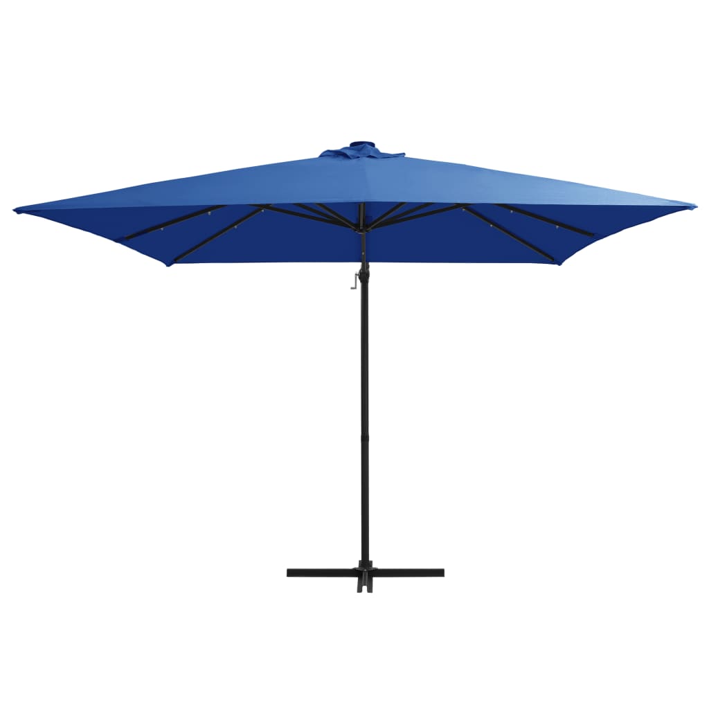 vidaXL Ampelschirm mit LED-Beleuchtung Stahl-Mast 250x250 cm Azurblau