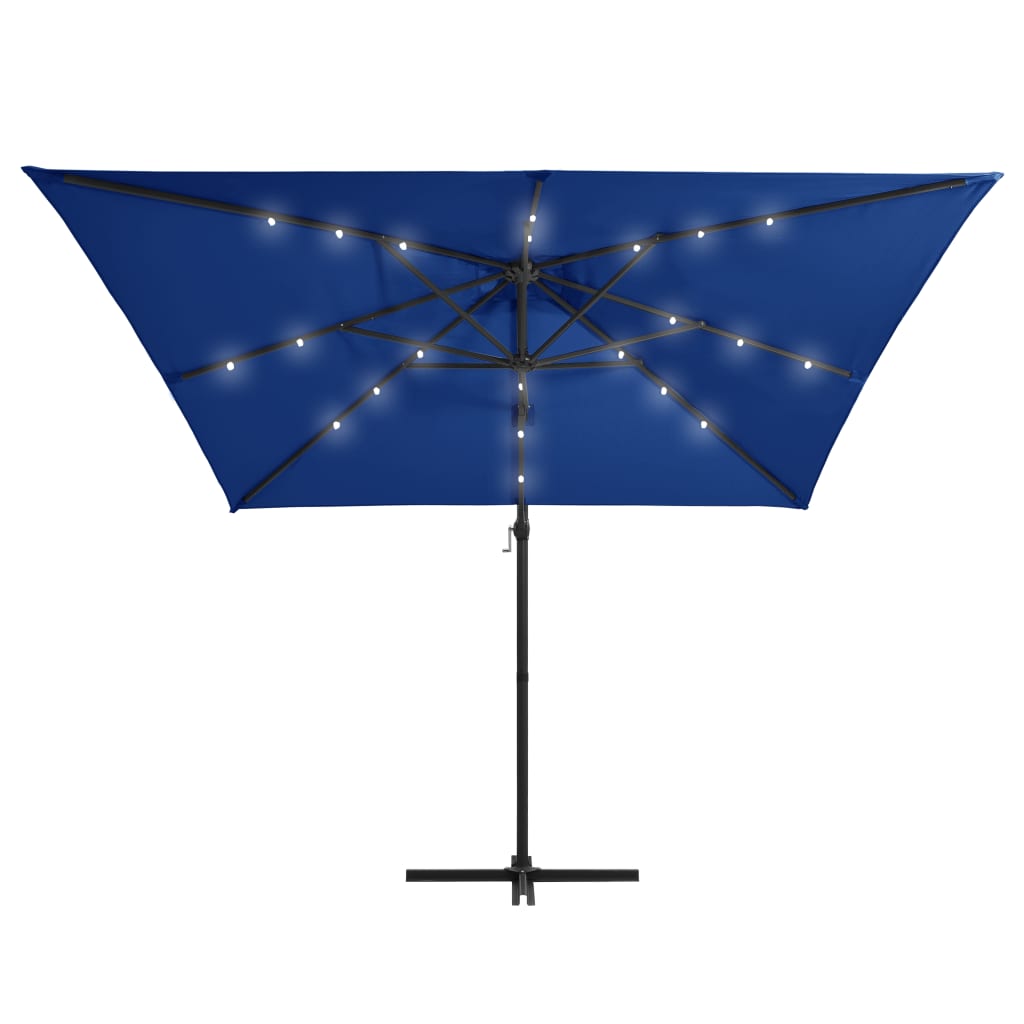 vidaXL Ampelschirm mit LED-Beleuchtung Stahl-Mast 250x250 cm Azurblau