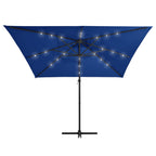vidaXL Ampelschirm mit LED-Beleuchtung Stahl-Mast 250x250 cm Azurblau