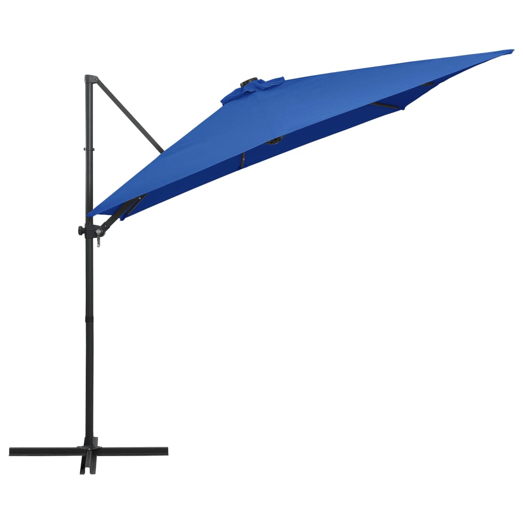 vidaXL Ampelschirm mit LED-Beleuchtung Stahl-Mast 250x250 cm Azurblau