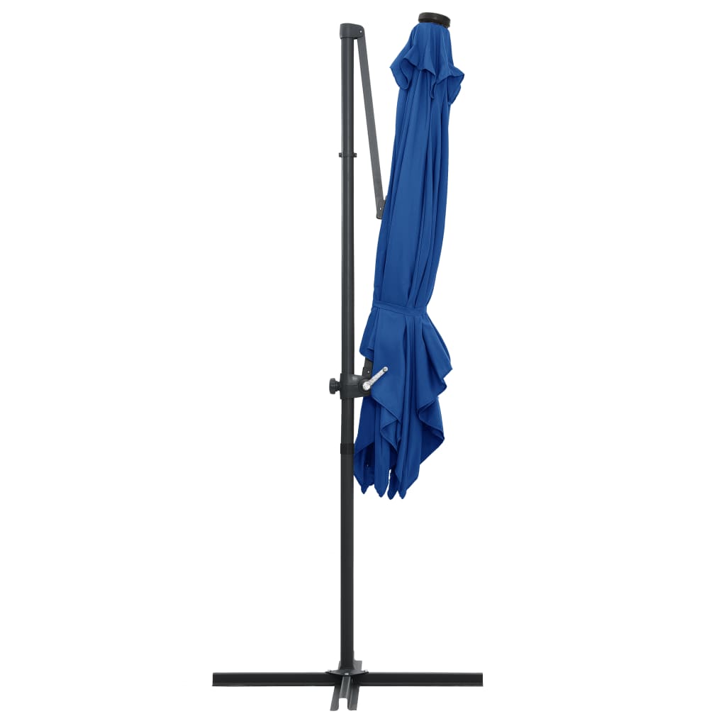 vidaXL Ampelschirm mit LED-Beleuchtung Stahl-Mast 250x250 cm Azurblau