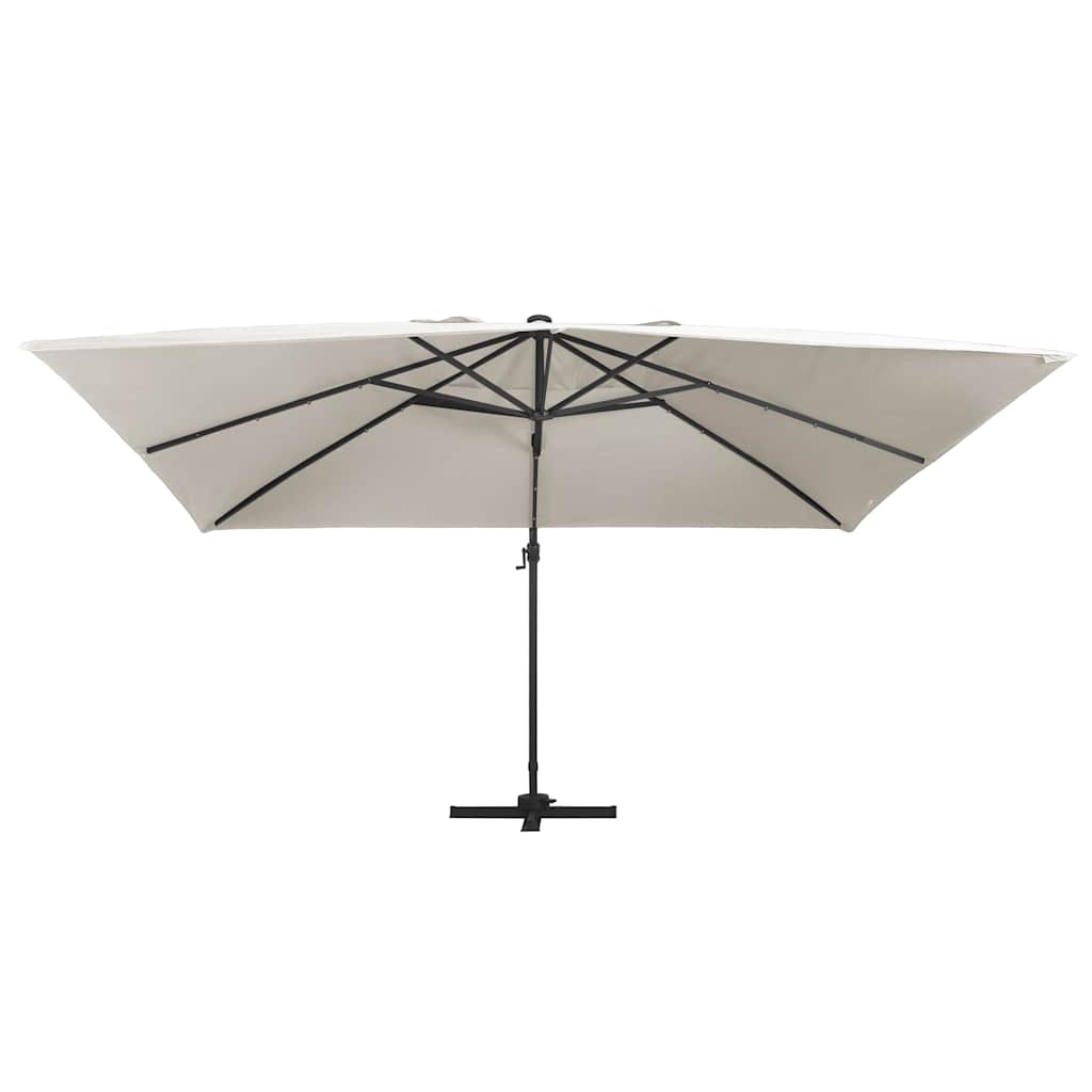 vidaXL Ampelschirm mit LED-Beleuchtung Alu-Mast 400x300 cm Sandweiß