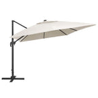 vidaXL Ampelschirm mit LED-Beleuchtung Alu-Mast 400x300 cm Sandweiß