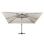 vidaXL Ampelschirm mit LED-Beleuchtung Alu-Mast 400x300 cm Sandweiß
