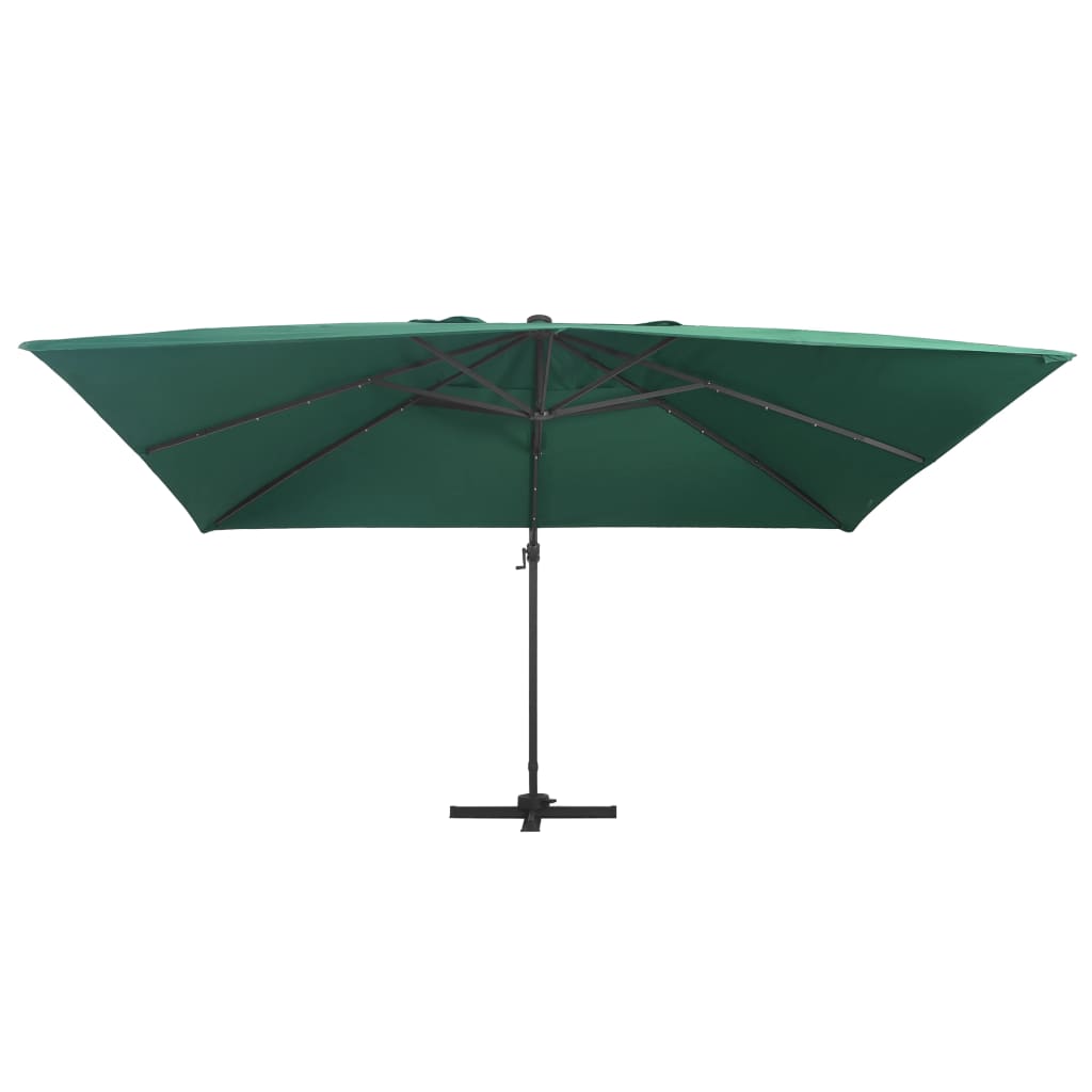 vidaXL Ampelschirm mit LED-Beleuchtung Alu-Mast 400x300 cm Grün