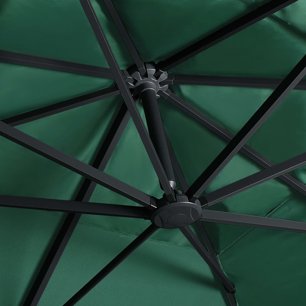 vidaXL Ampelschirm mit LED-Beleuchtung Alu-Mast 400x300 cm Grün