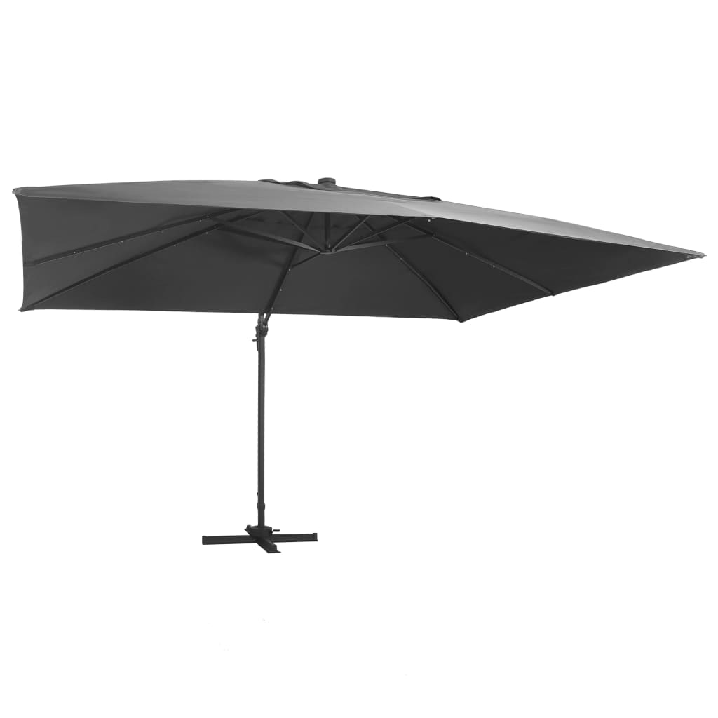 vidaXL Ampelschirm mit LED-Beleuchtung Alu-Mast 400x300 cm Grün