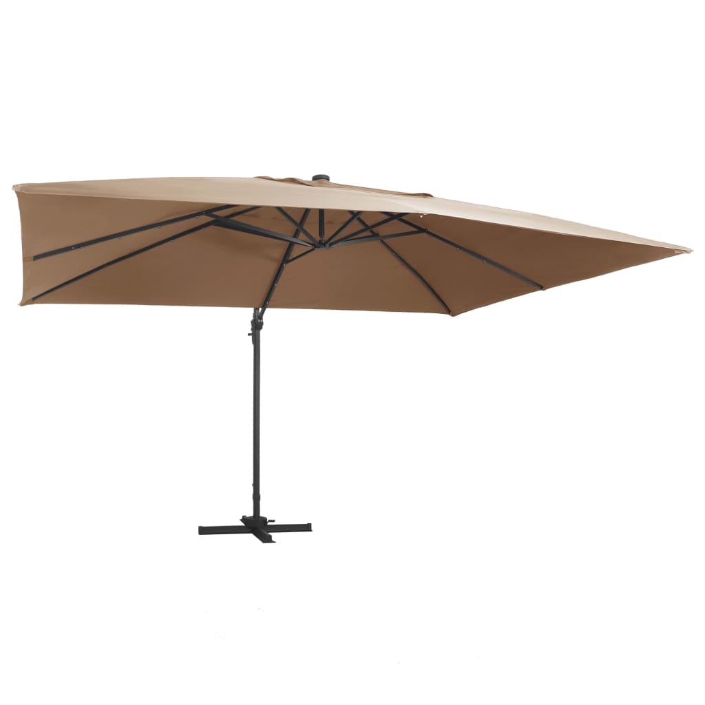 vidaXL Ampelschirm mit LED-Beleuchtung Alu-Mast 400x300 cm Grün