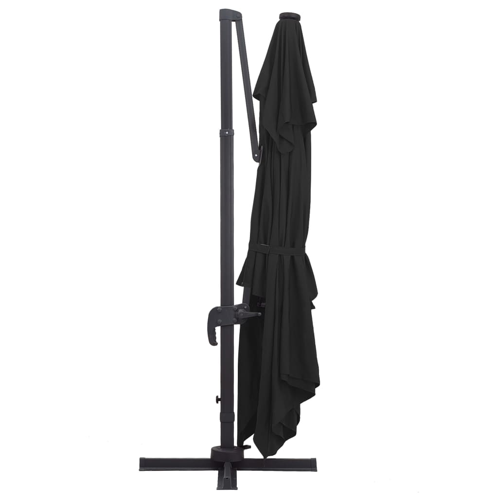 vidaXL Ampelschirm mit LED-Leuchten und Alu-Mast 400x300 cm Schwarz