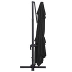 vidaXL Ampelschirm mit LED-Leuchten und Alu-Mast 400x300 cm Schwarz