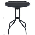 vidaXL Gartentisch Schwarz 60 cm Stahl und Glas
