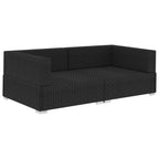 vidaXL Ecksofas 2 Stk. mit Auflagen Poly Rattan Schwarz