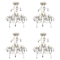 vidaXL Kristall-Deckenleuchte Kronleuchter 4 Stk. Elegantes Weiß