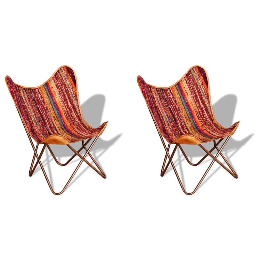 vidaXL Schmetterlingsessel 2 Stk. Mehrfarbig Chindi Stoff