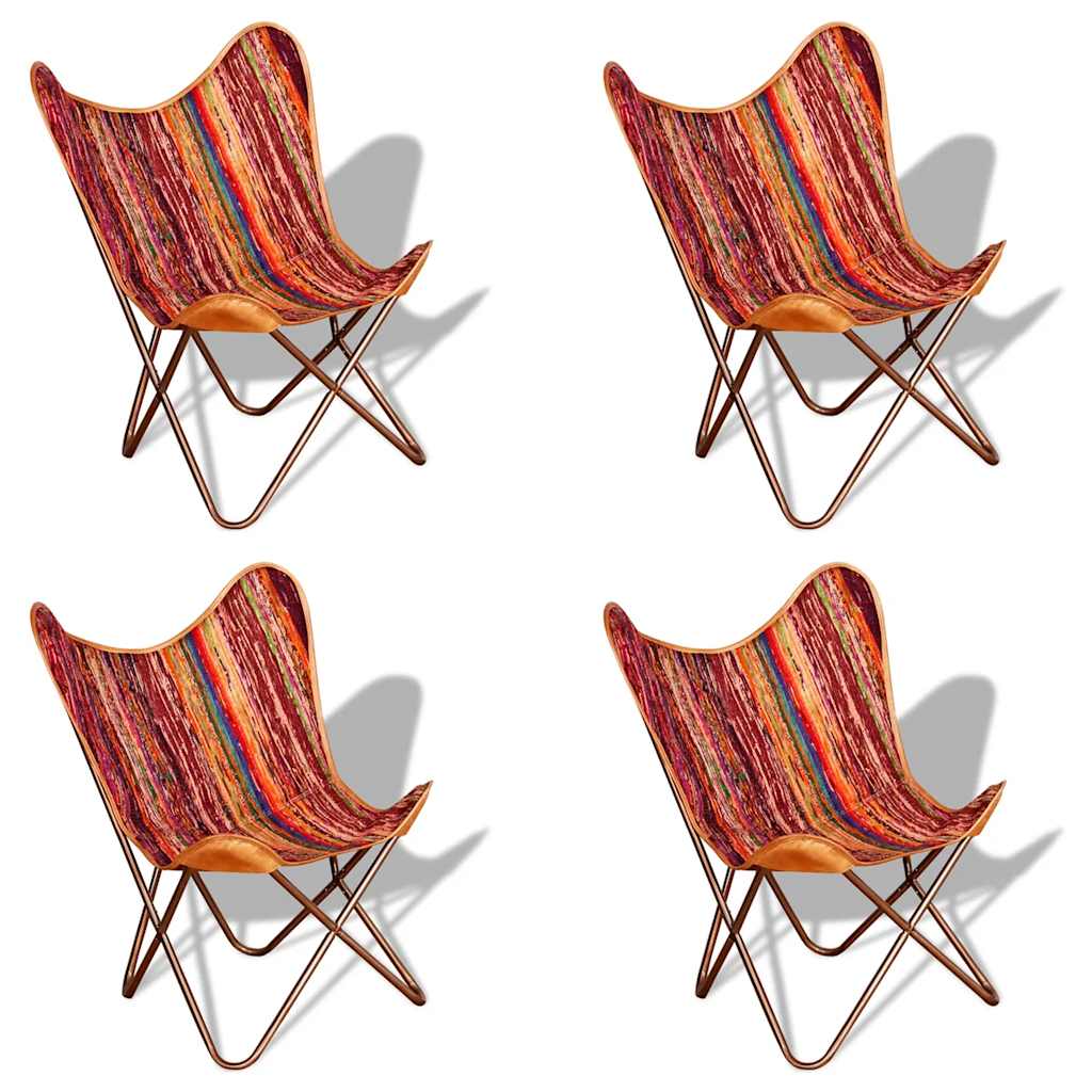 vidaXL Schmetterlingsessel 4 Stk. Mehrfarbig Chindi Stoff
