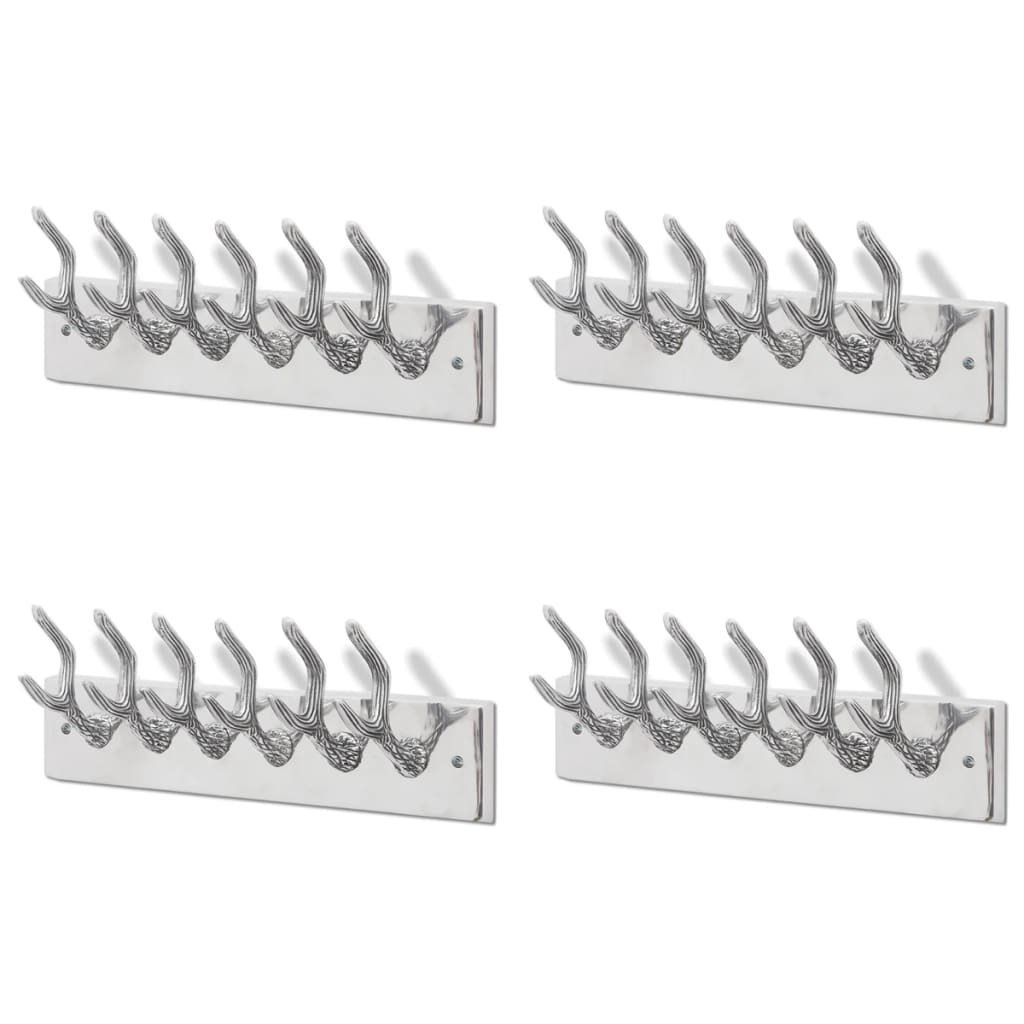 vidaXL Garderobenleisten 4 Stk. Silbern Aluminium