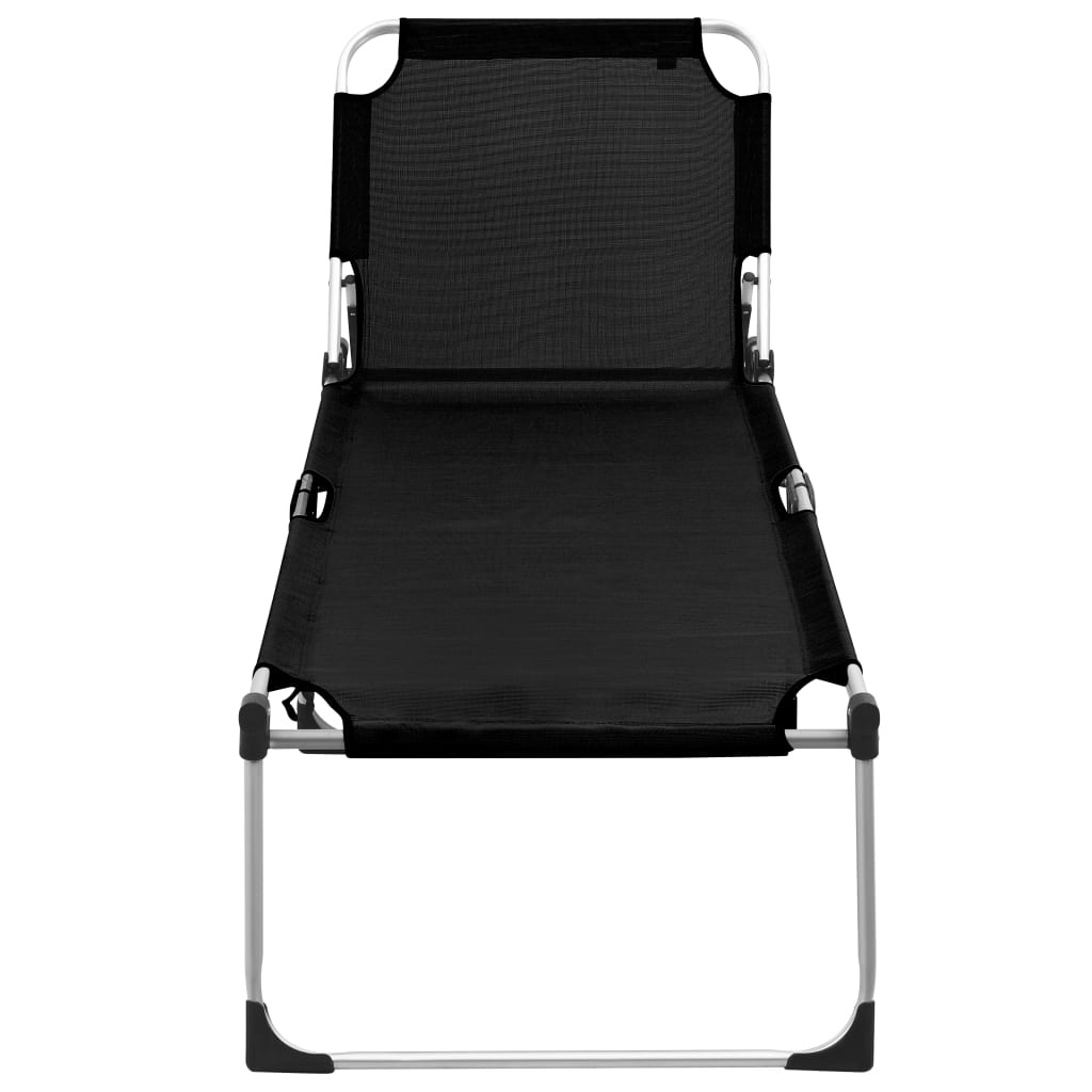 vidaXL Extra Hohe Klappbare Senioren-Sonnenliege Schwarz Aluminium