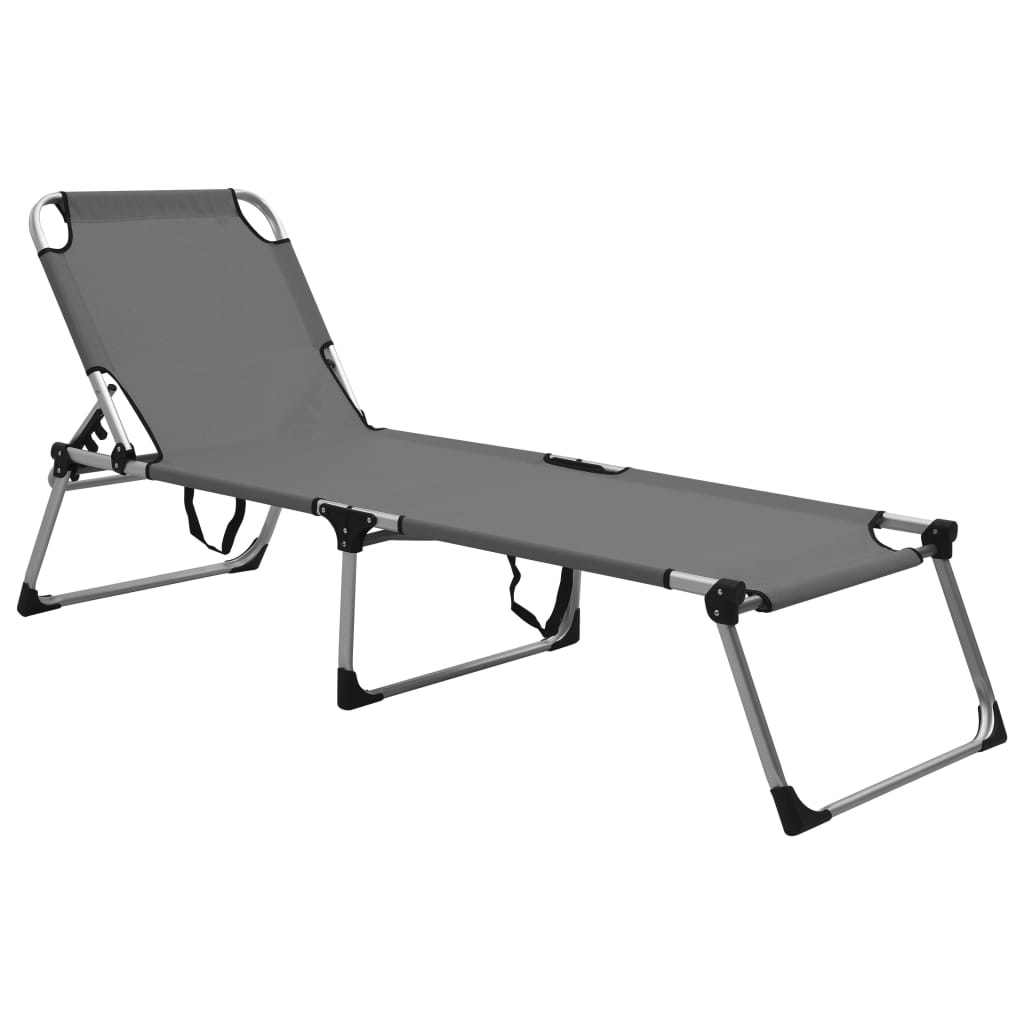 vidaXL Senioren-Sonnenliege Extra Hoch Klappbar Grau Aluminium
