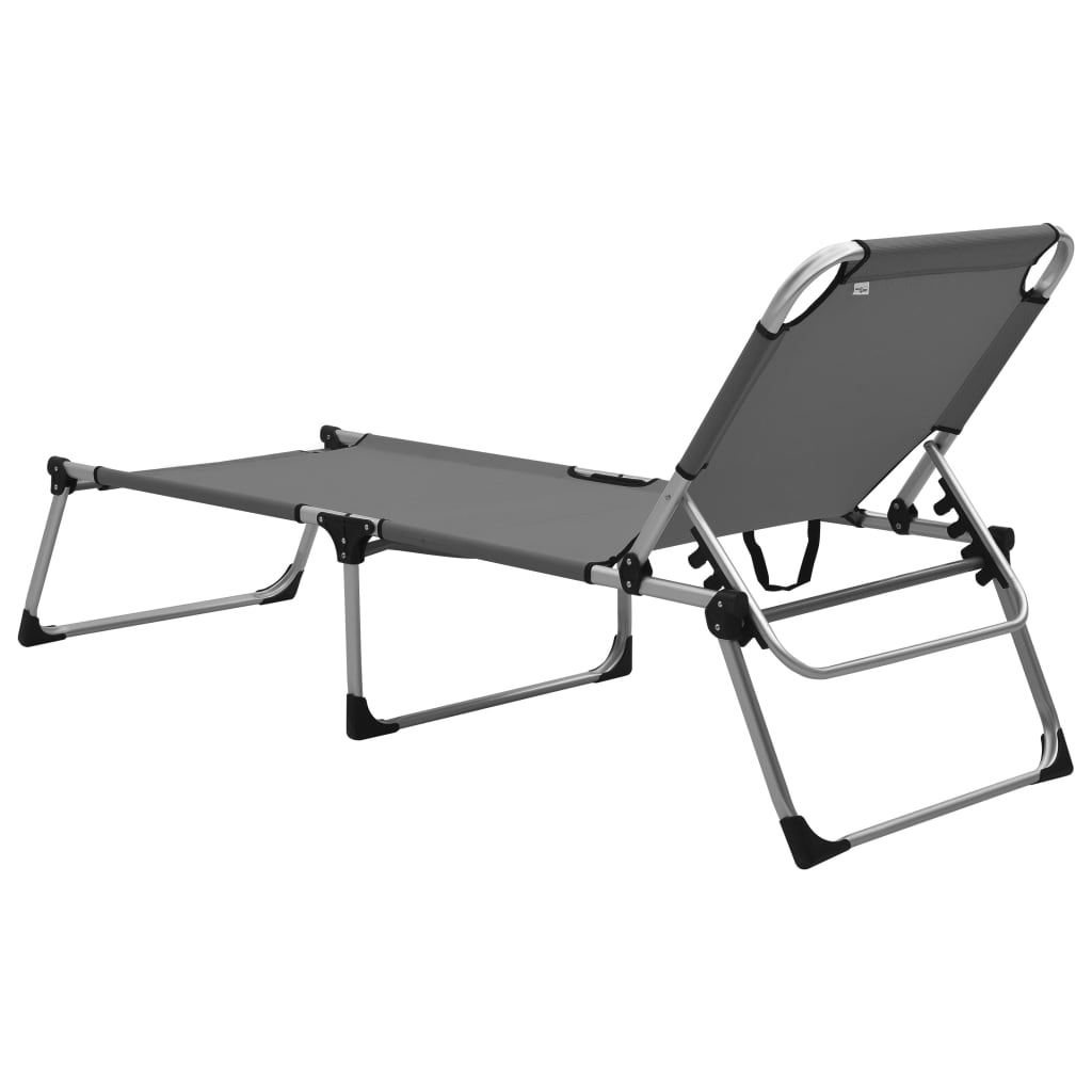 vidaXL Senioren-Sonnenliege Extra Hoch Klappbar Grau Aluminium