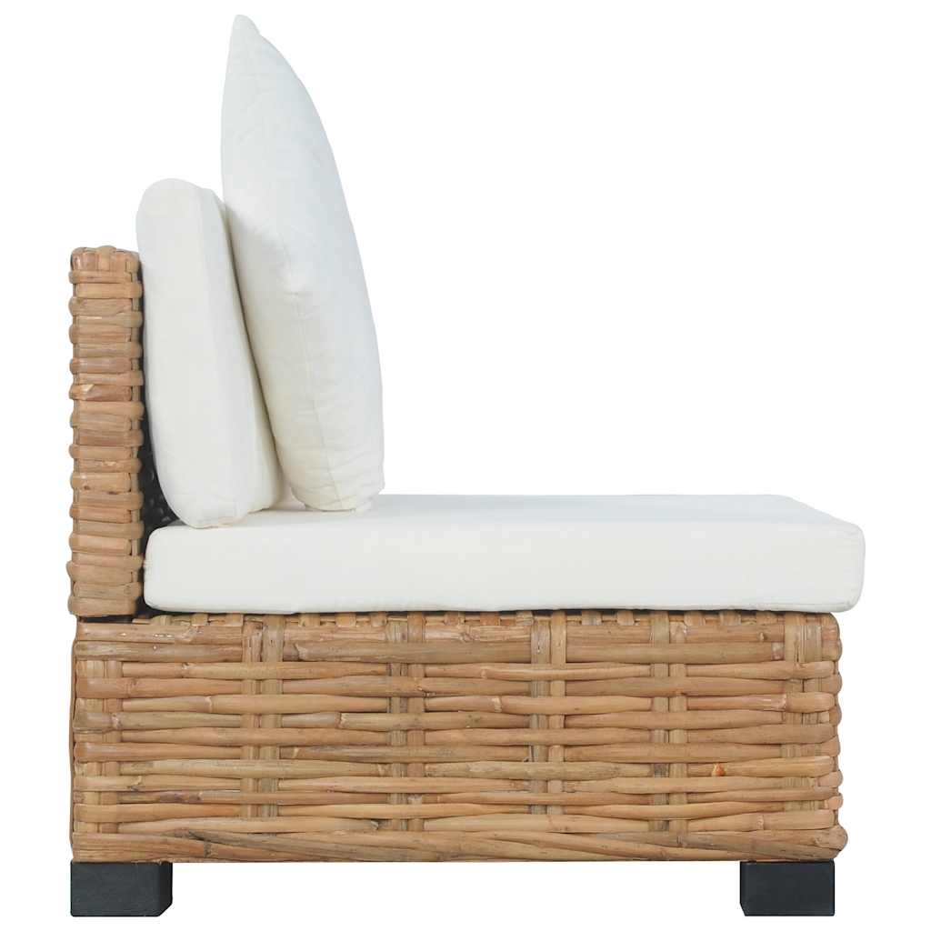 vidaXL Sofa ohne Armlehnen mit Kissen Natürliches Rattan