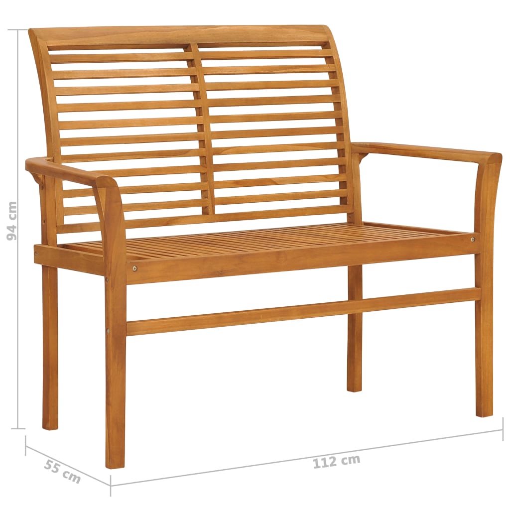 vidaXL Gartenbank 112 cm Massivholz Teak