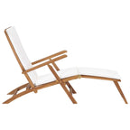 vidaXL Liegestuhl mit Auflage Cremeweiß Massivholz Teak