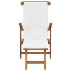 vidaXL Liegestuhl mit Auflage Cremeweiß Massivholz Teak