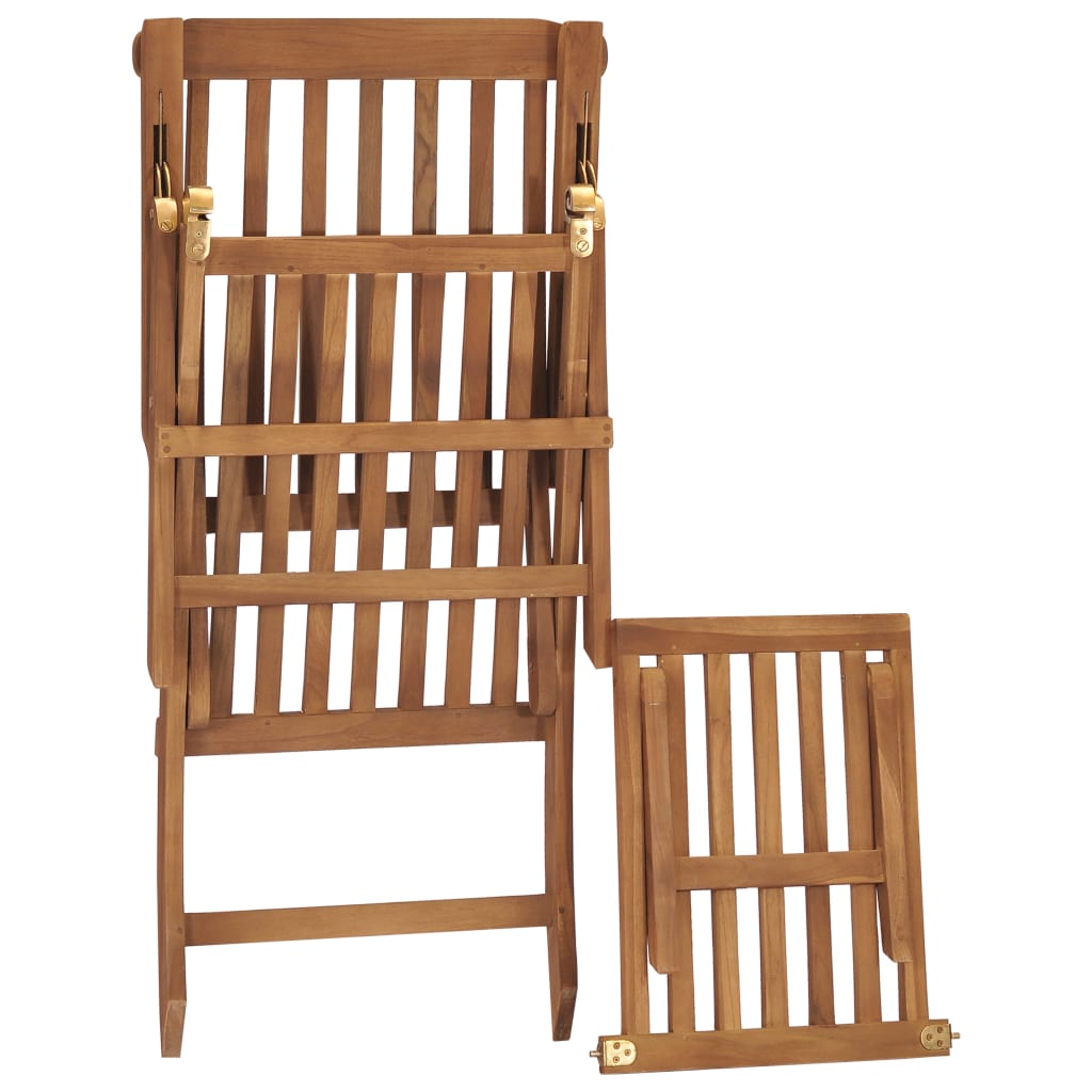 vidaXL Liegestuhl mit Auflage Cremeweiß Massivholz Teak