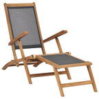 vidaXL Liegestuhl mit Fußteil Massivholz Teak Schwarz