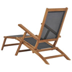 vidaXL Liegestuhl mit Fußteil Massivholz Teak Schwarz