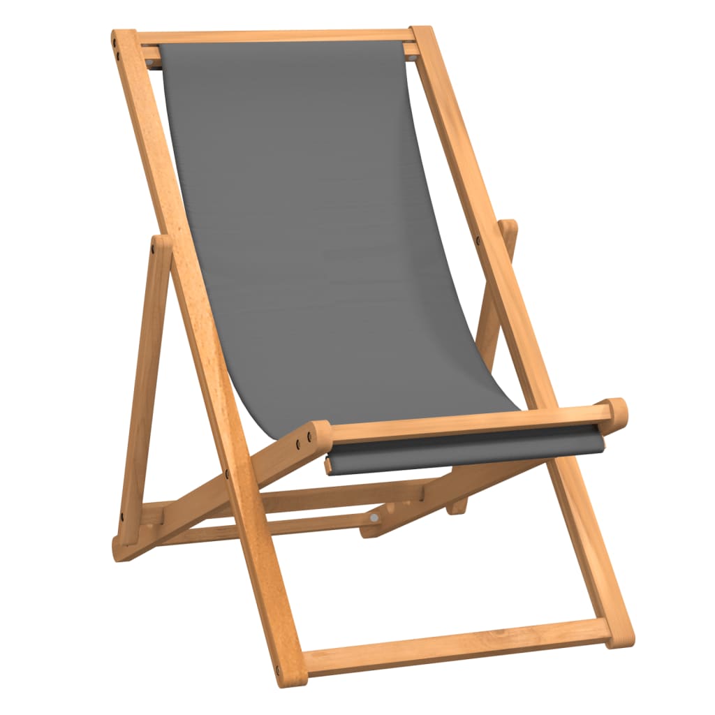 vidaXL Strandstuhl Klappbar Massivholz Teak Grau