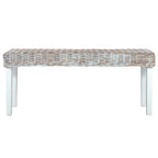 vidaXL Sitzbank 110 cm Weiß Natur Kubu-Rattan und Massivholz Mahagoni