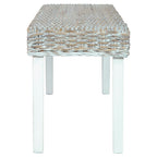 vidaXL Sitzbank 110 cm Weiß Natur Kubu-Rattan und Massivholz Mahagoni