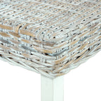 vidaXL Sitzbank 110 cm Weiß Natur Kubu-Rattan und Massivholz Mahagoni