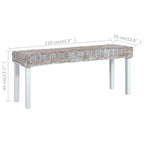 vidaXL Sitzbank 110 cm Weiß Natur Kubu-Rattan und Massivholz Mahagoni